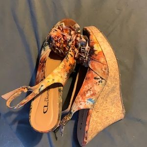 Adorable floral wedge shoes